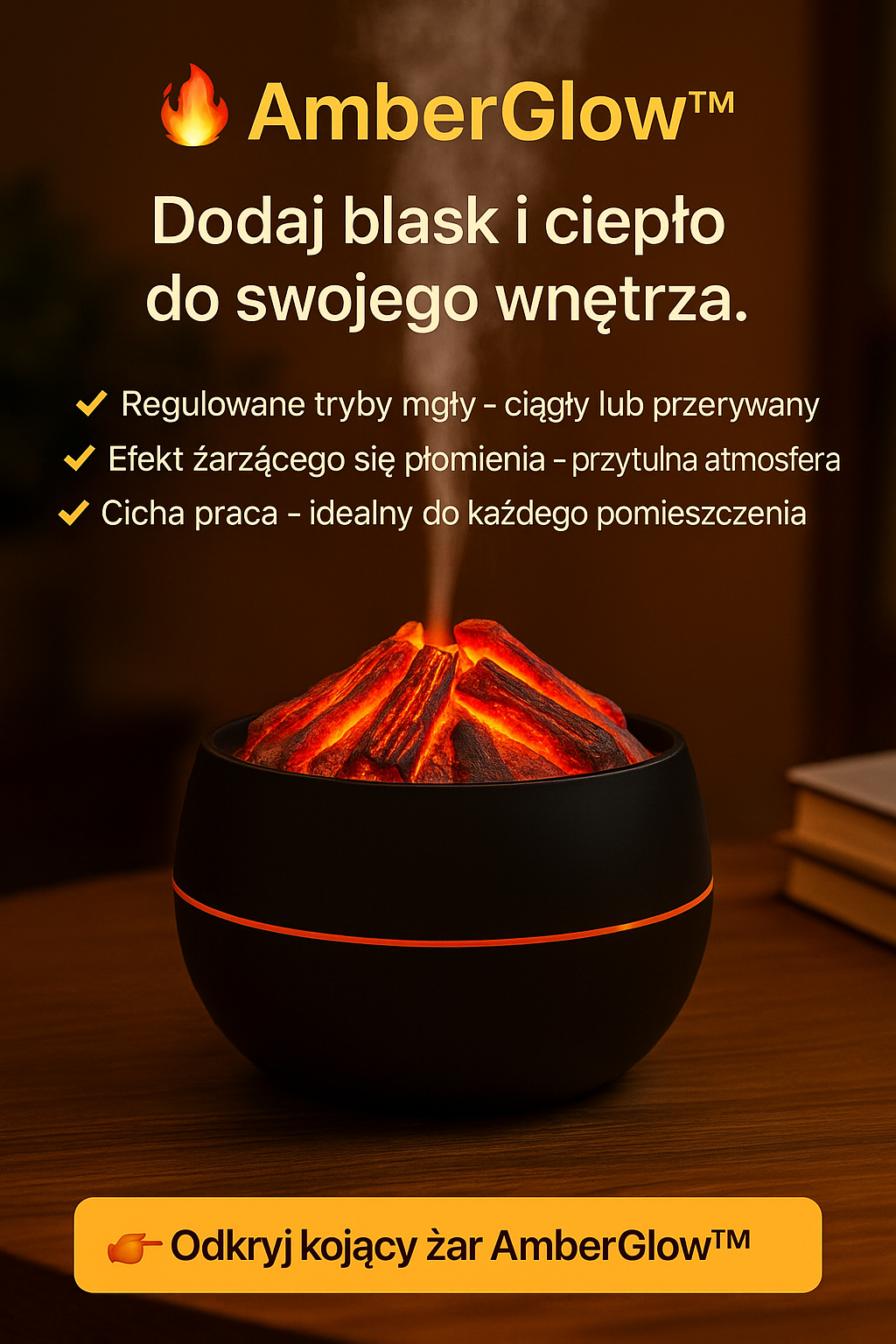 okrągły nawilżacz z żarem drewna-EmberGlow™